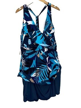 NEW Jantzen Size 26 W/4X Tankini Swimsuit - 2 Piece w Skort Blue NWT